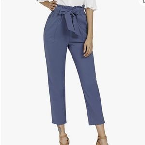 Blue High-Waisted Cropped Pants